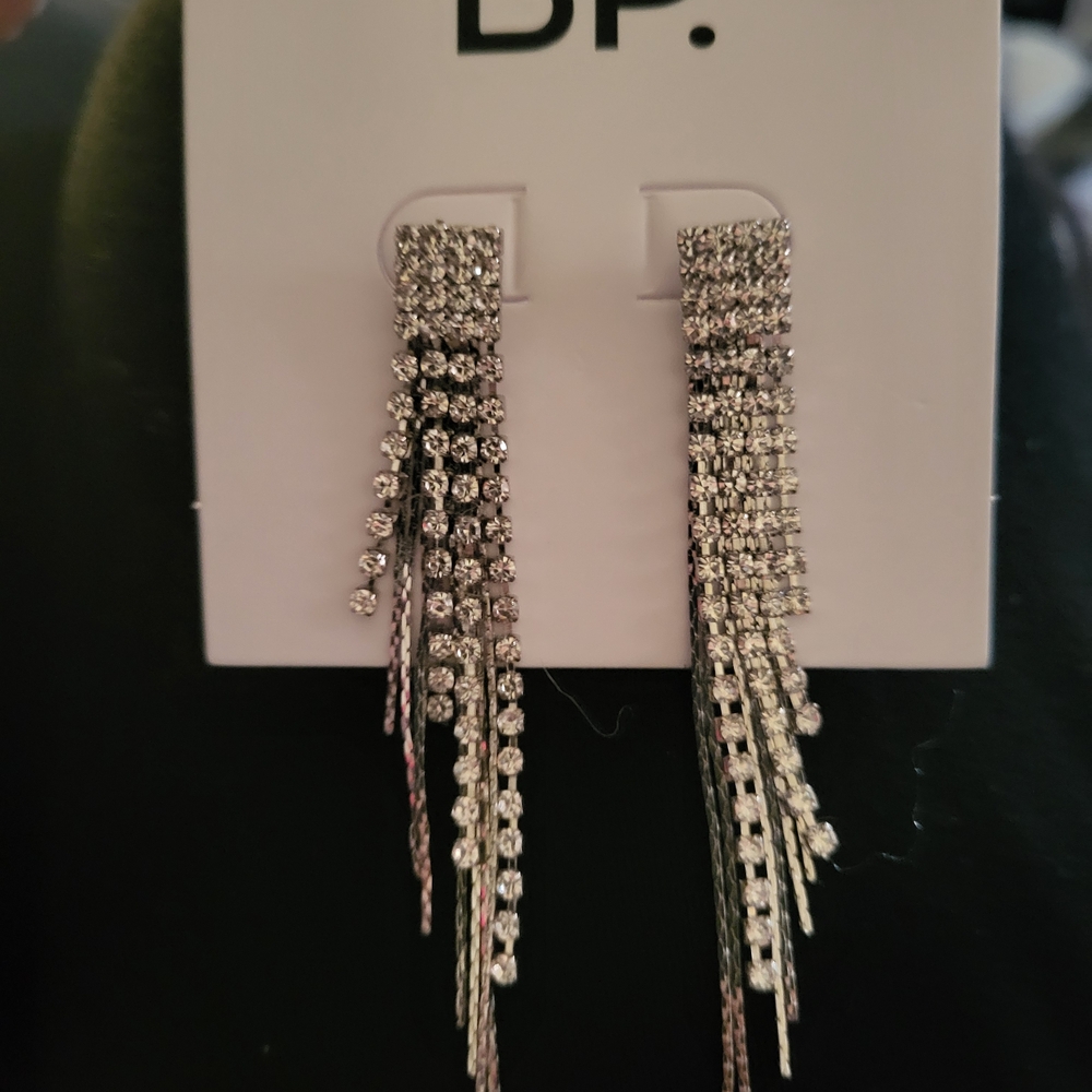 BP Silver Crystal Drop‎ Earrings